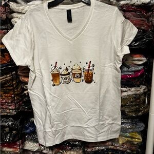 Gildan White Short Sleeve Tee with Coffee Print